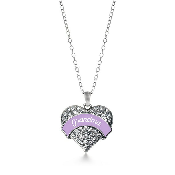 Inspired Silver Purple Grandma Pave Heart Necklace